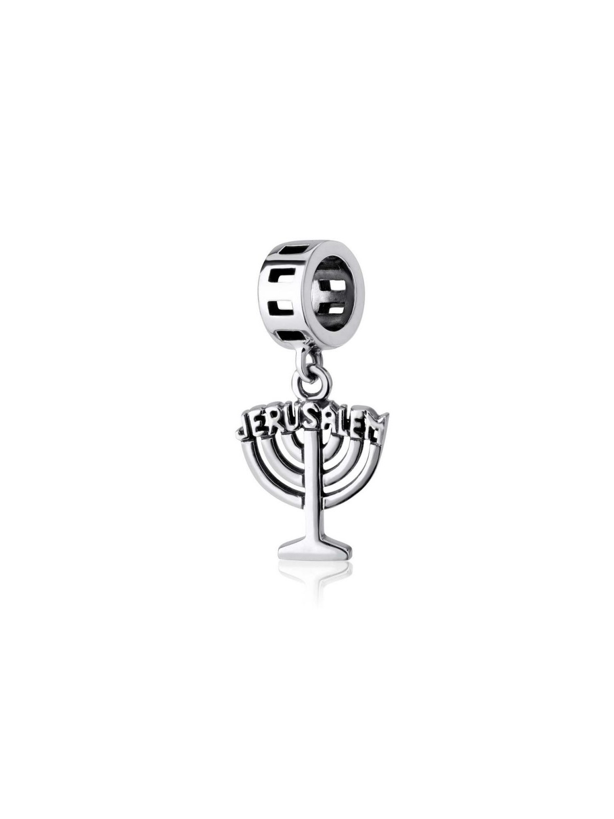 Sterling Silver Jerusalem Menorah Charm | Judaica Charms