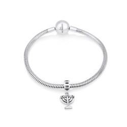 Sterling Silver Jerusalem Menorah Charm | Judaica Charms