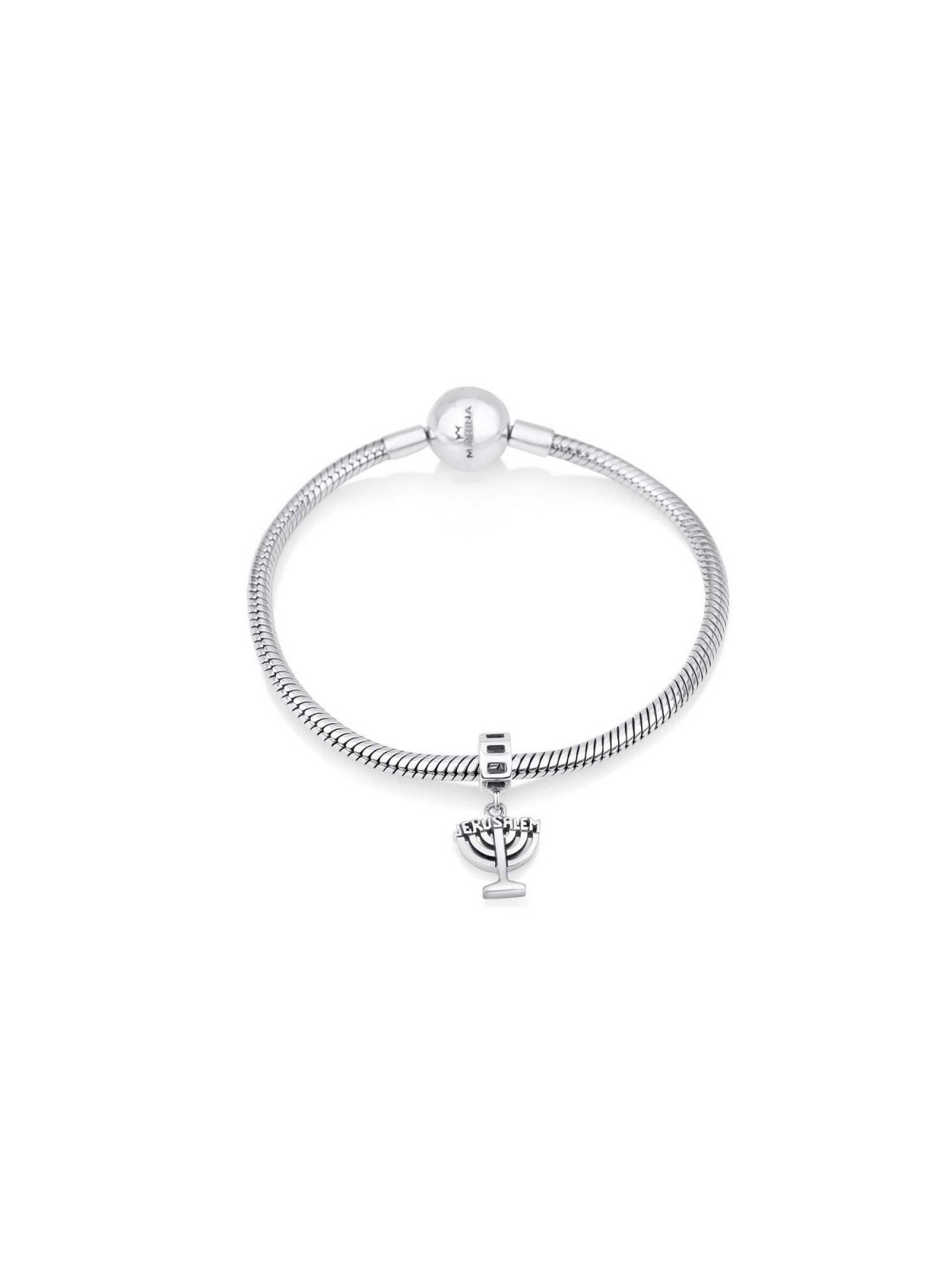 Sterling Silver Jerusalem Menorah Charm | Judaica Charms