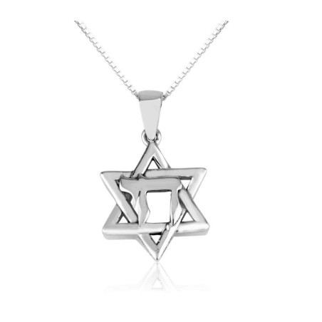 Collier en argent sterling Pendentif étoile de David Enc... | Pendentif juif