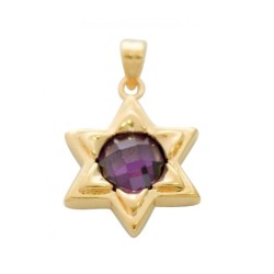 Star of David Pendant with center Amethyst | Jewish Gift from Israel