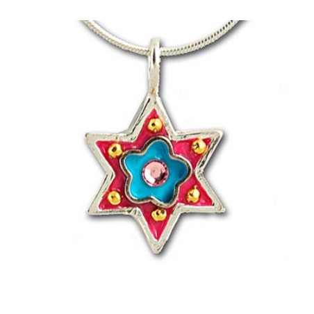 Small Star of David pendant with flowe... | Necklaces by Esther Shahaf
