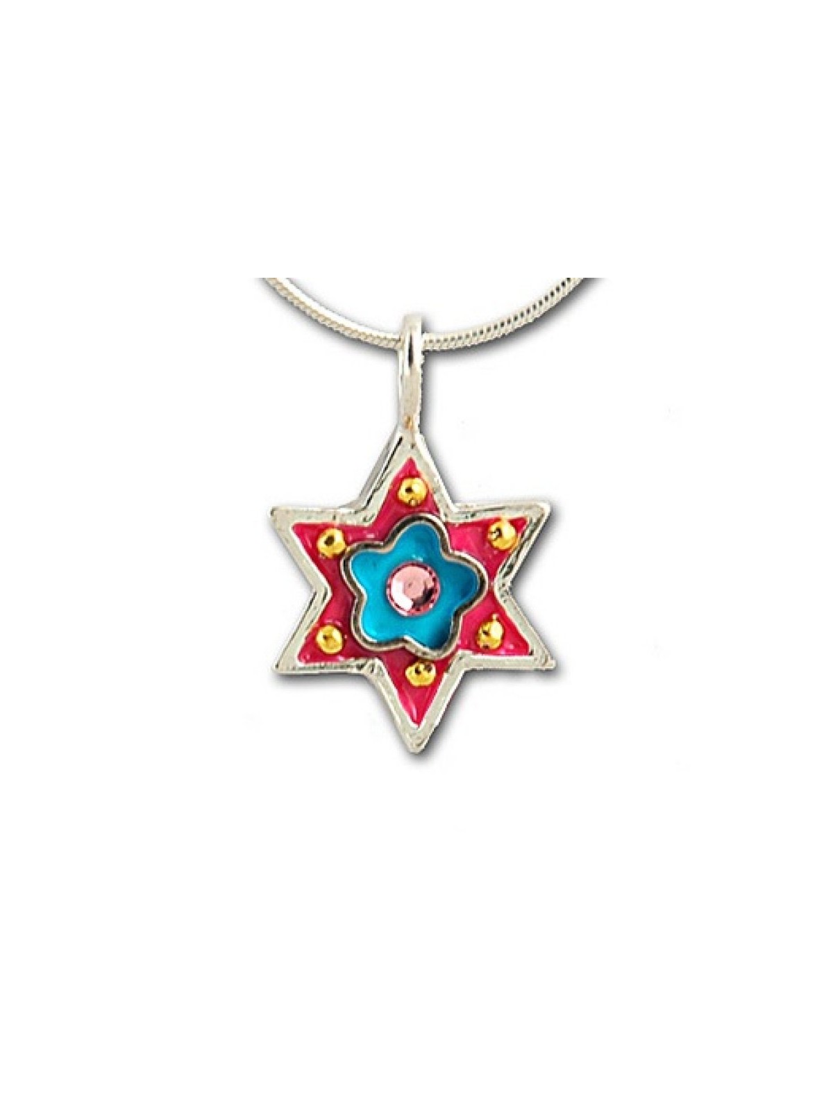 Small Star of David pendant with flowe... | Necklaces by Esther Shahaf
