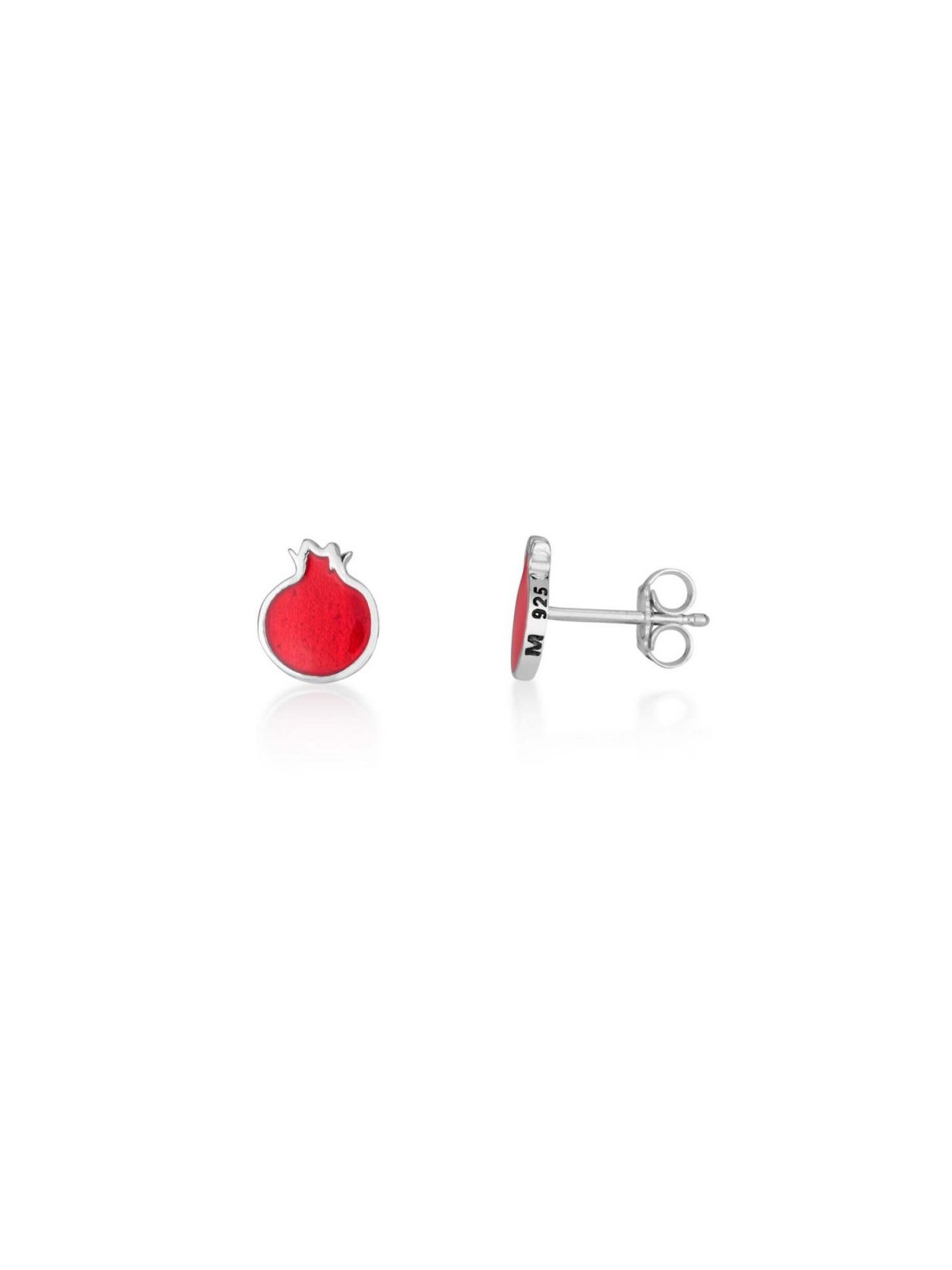 Sterling Silver Stud Earrings Red Pomegranates | Earrings