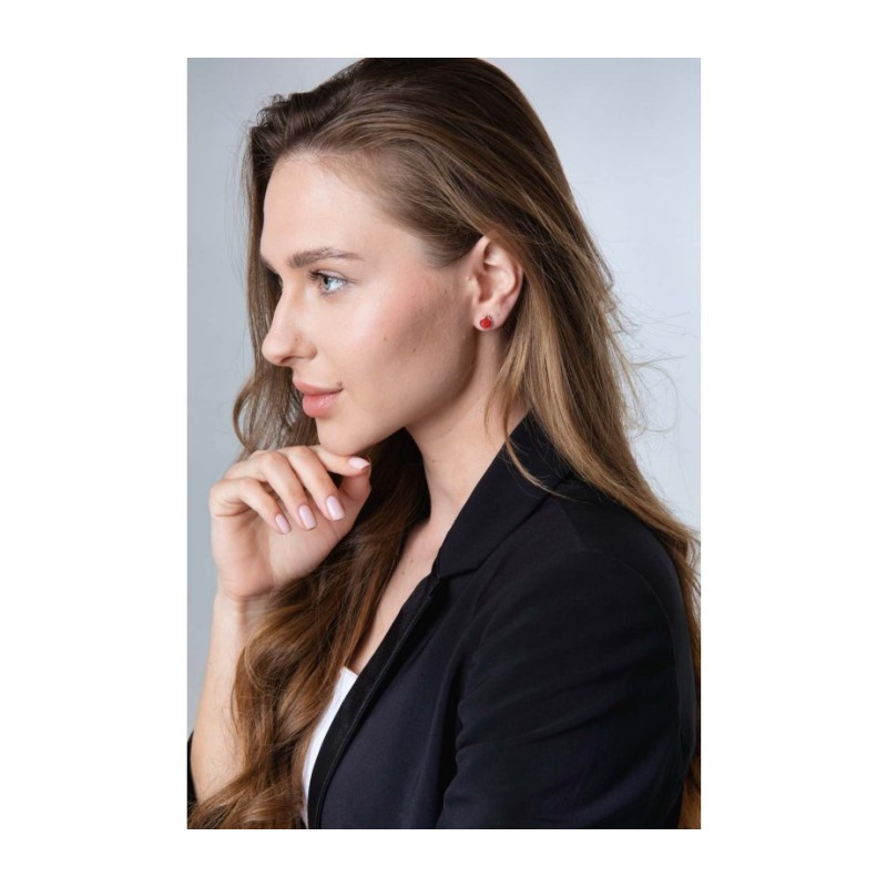 Sterling Silver Stud Earrings Red Pomegranates | Earrings