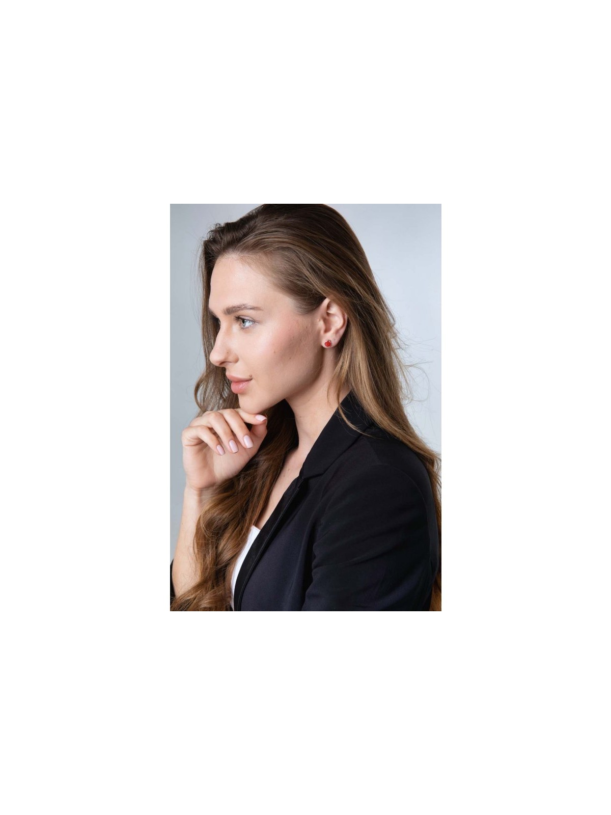 Sterling Silver Stud Earrings Red Pomegranates | Earrings