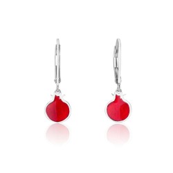 Boucles d’oreilles pendantes en argent sterling Grenades rouges | Boucles d'oreilles