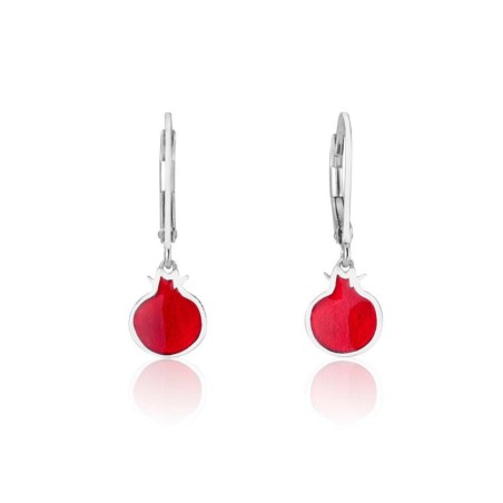 Sterling Silver Dangle Earrings Red Pomegranates | Earrings