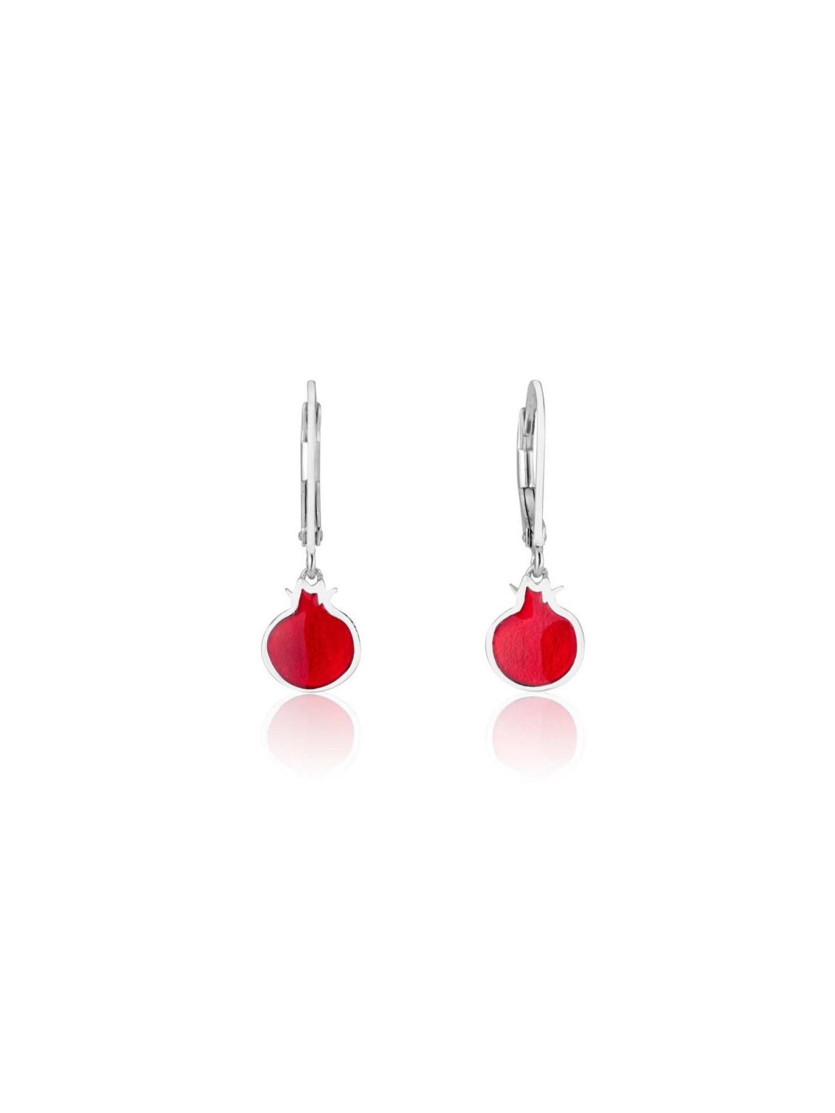 Sterling Silver Dangle Earrings Red Pomegranates | Earrings