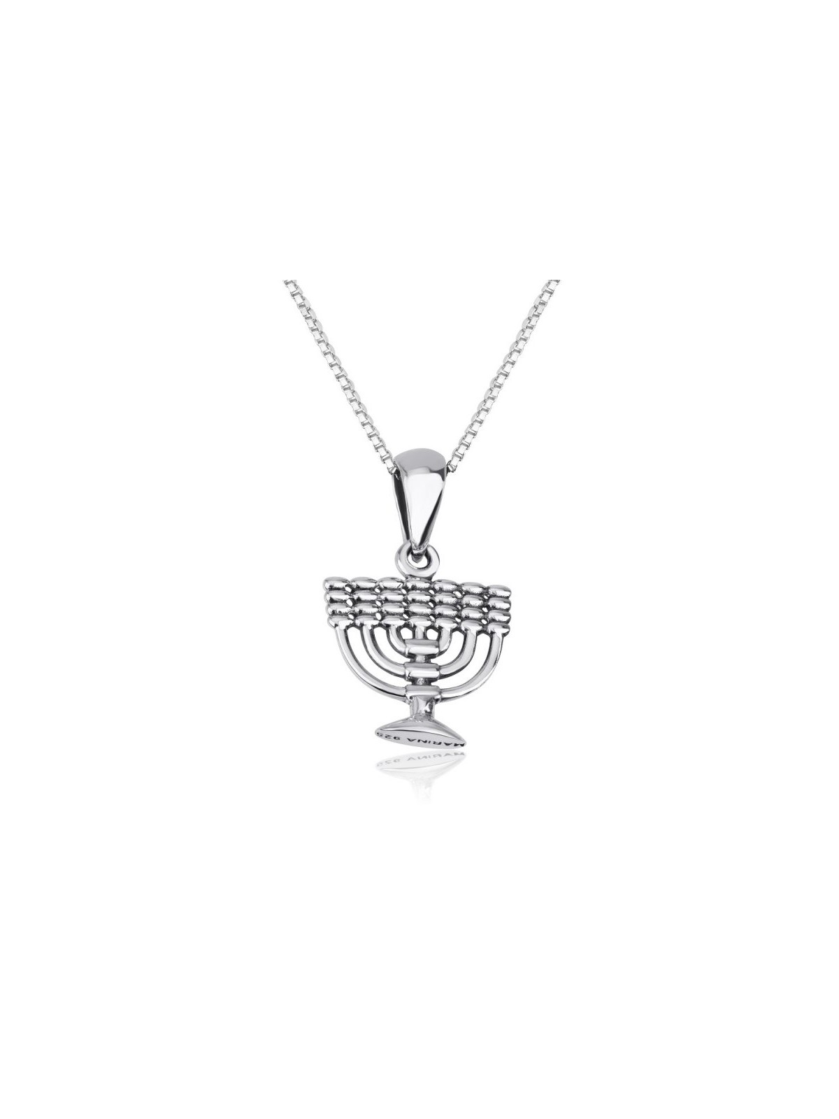 Sterling Silver Necklace with 7 Branch Temple Meno... | Jewish Pendant