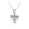 Sterling Silver Necklace with 7 Branch Temple Meno... | Jewish Pendant