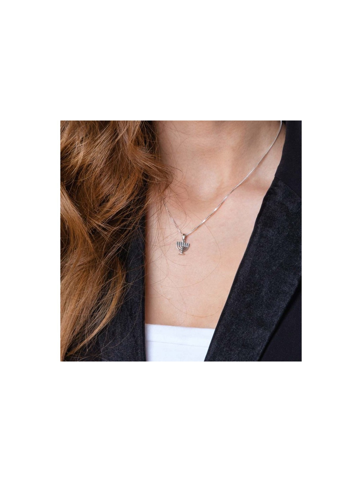 Sterling Silver Necklace with 7 Branch Temple Meno... | Jewish Pendant