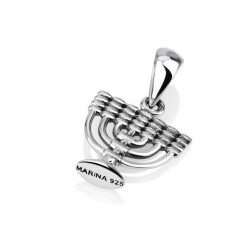 Sterling Silver Necklace with 7 Branch Temple Meno... | Jewish Pendant