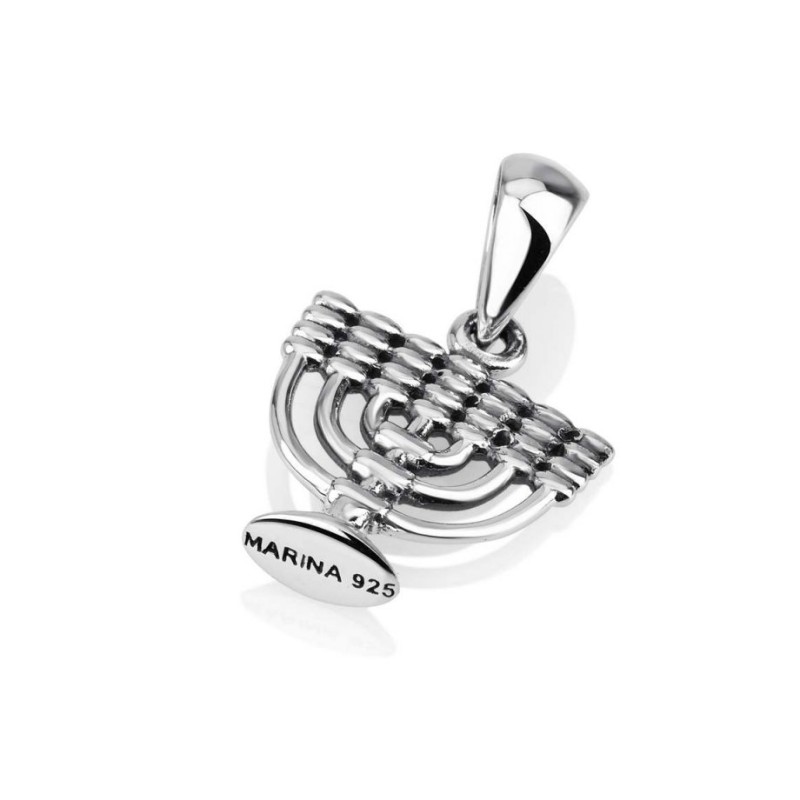 Sterling Silver Necklace with 7 Branch Temple Meno... | Jewish Pendant