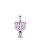 Gold Filled Silver Color Menorah Pendant with Zi... | Menorah Pendants