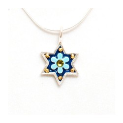 Blue Flower Star of David Pendant Shahaf | Necklaces by Esther Shahaf