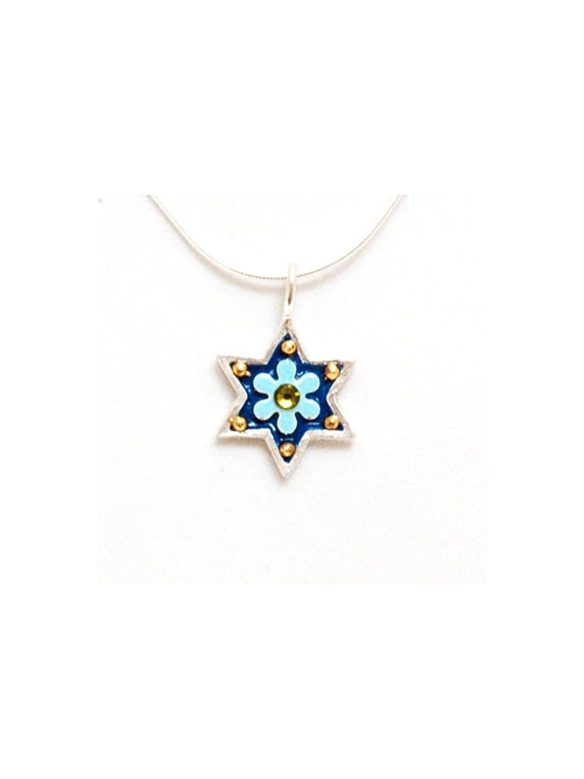Blue Flower Star of David Pendant Shahaf | Necklaces by Esther Shahaf