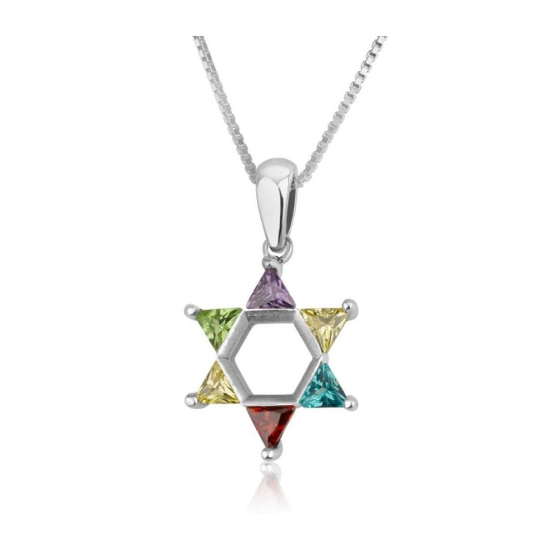 Sterling Silver Necklace Star of David Pendant wit... | Jewish Pendant