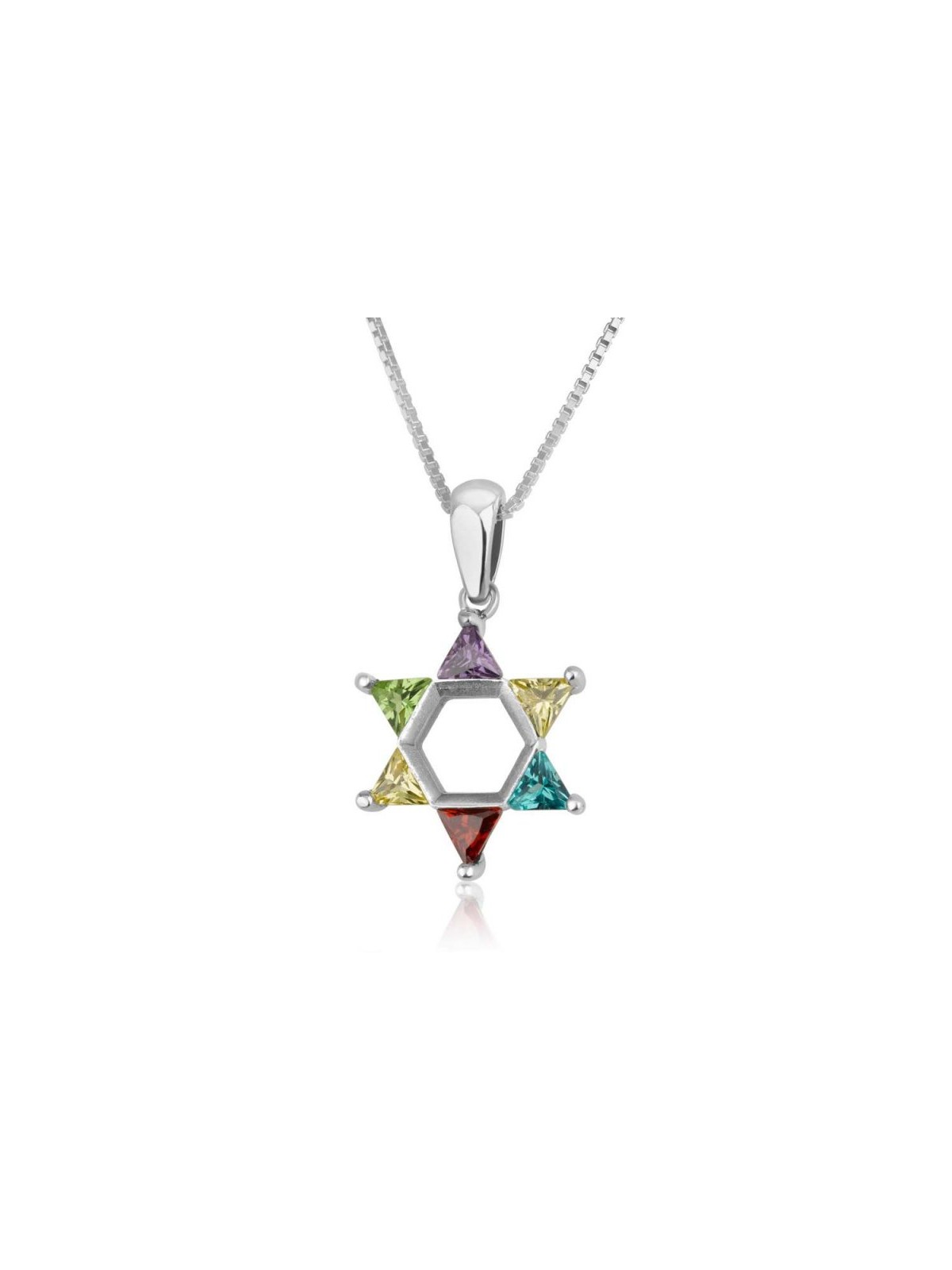 Collier en argent sterling Pendentif étoile de David avec... | Pendentif juif