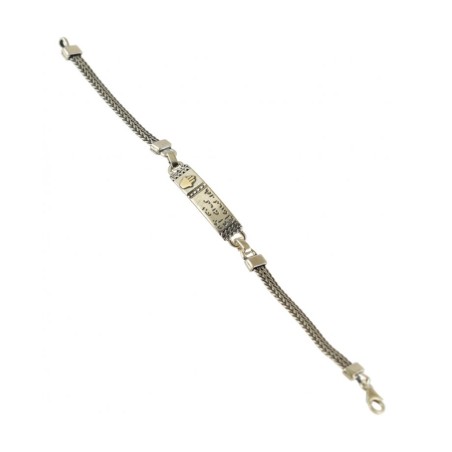 Golan Men Sterling Silver Bracelet with Gold Hamsa Be... | Men Jewelry