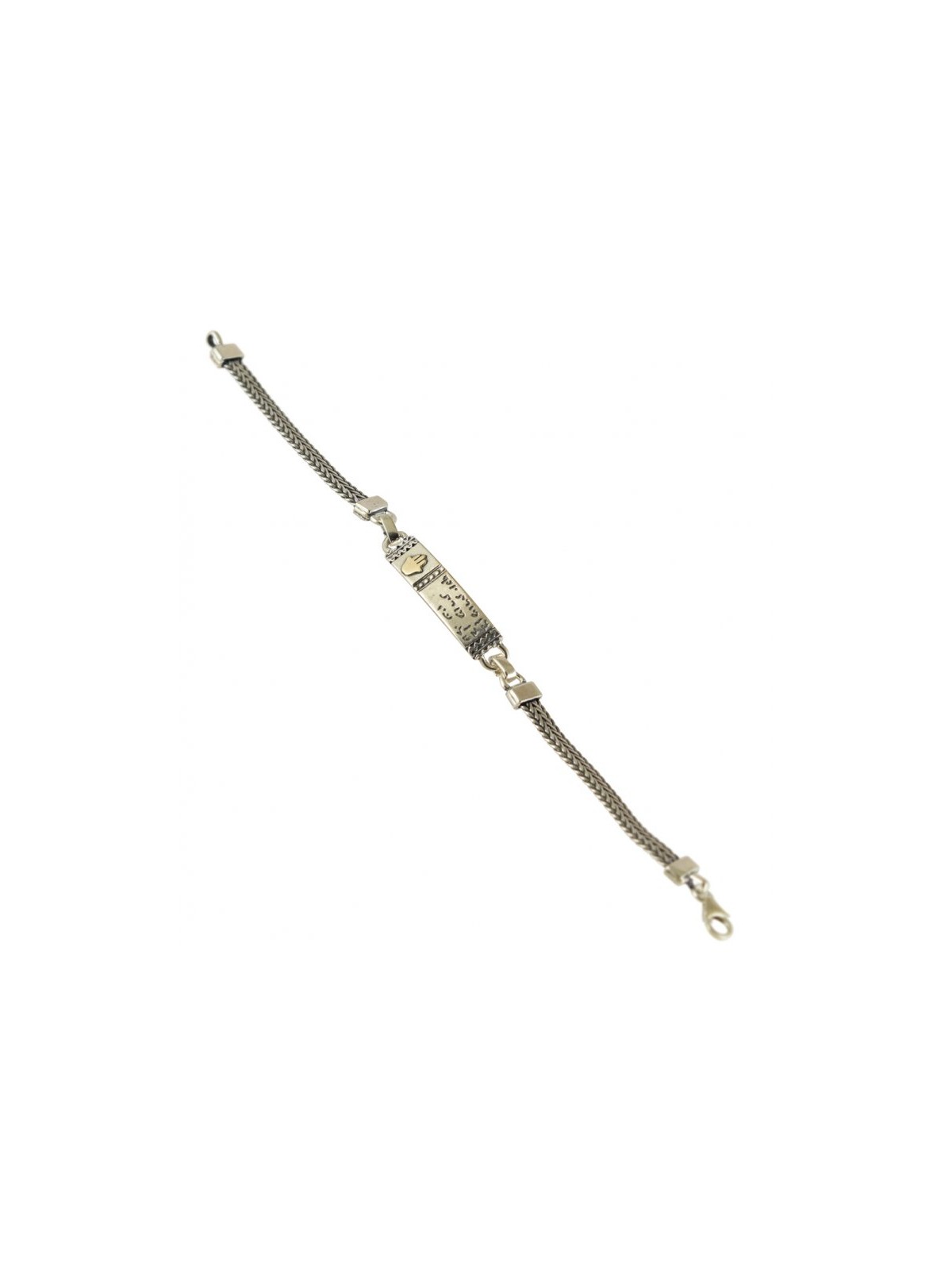 Golan Men Sterling Silver Bracelet with Gold Hamsa Be... | Men Jewelry