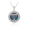 Sterling Silver Pendant Necklace Eilat Stone and 7... | Jewish Pendant