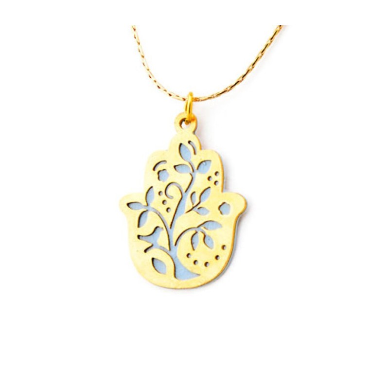 Hamsa Necklace with Flower by Shahaf | Hamsa Necklace