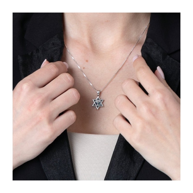 Collier pendentif étoile de David en argent sterling Eil... | Pendentif juif