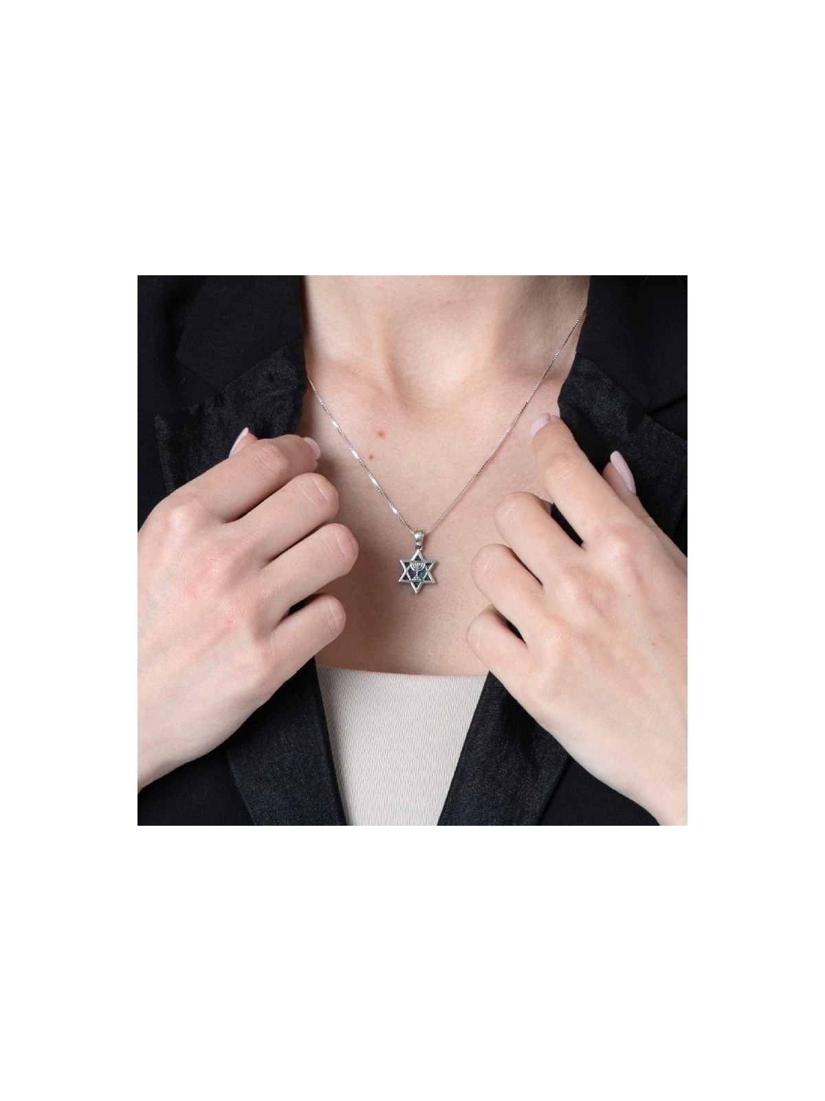 Sterling Silver Star of David Pendant Necklace Eil... | Jewish Pendant