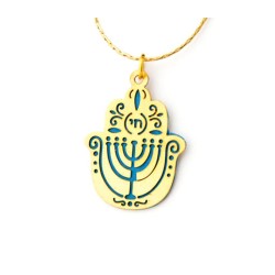 Ester Shahaf Blue Menorah Hamsa Necklace | Chai Necklaces & Pendants