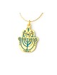 Ester Shahaf Collier Menorah Hamsa Bleu | Colliers et pendentifs Chai