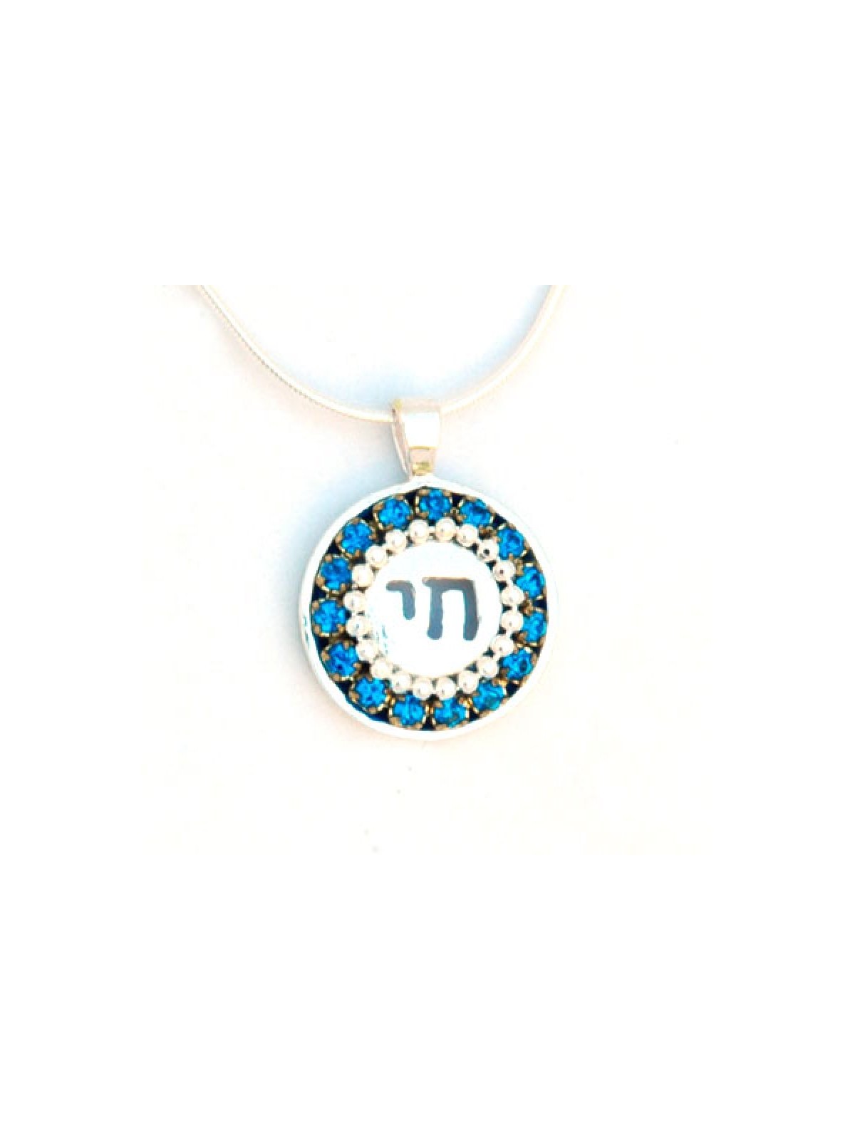 Collier Chai en argent en bleu par Ester S... | Colliers et pendentifs Chai