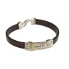 Golan Leather Men Bracelet with Sterling Silver Hebre... | Men Jewelry