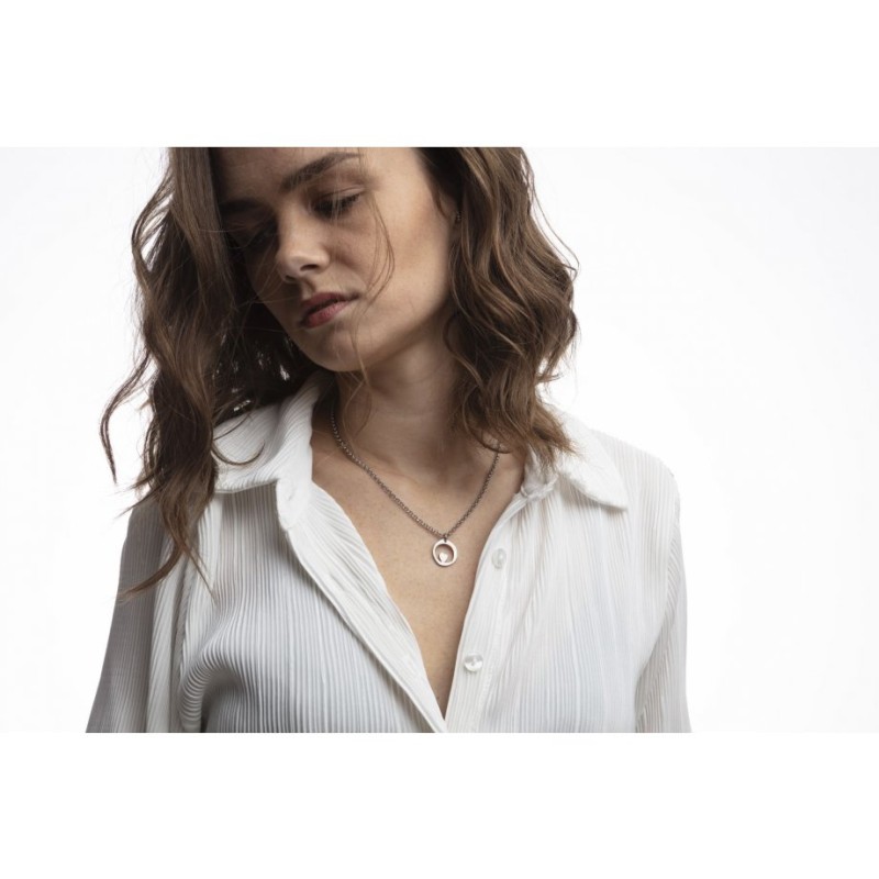 Adi Sidler Collier en acier inoxydable coeur en cercle... | Pendentif juif