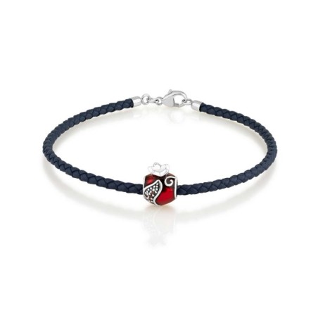 Leather Bracelet with Silver Pomegranate Charm | Judaica Charms