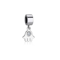 Sterling Silver Hamsa with Crystal Charm | Judaica Charms
