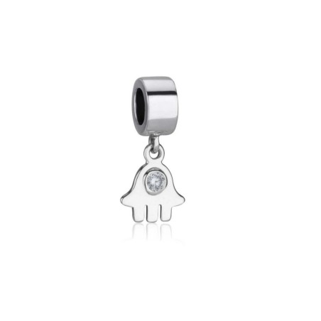 Sterling Silver Hamsa with Crystal Charm | Judaica Charms