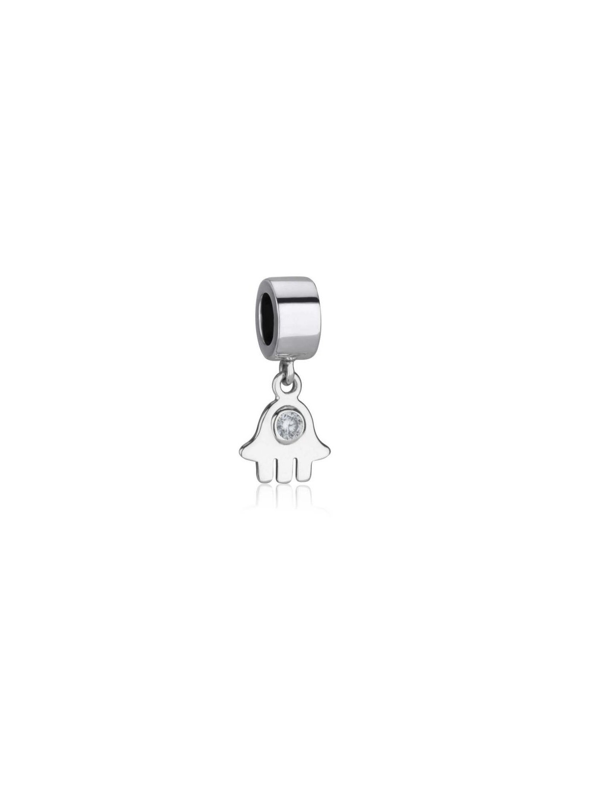 Sterling Silver Hamsa with Crystal Charm | Judaica Charms