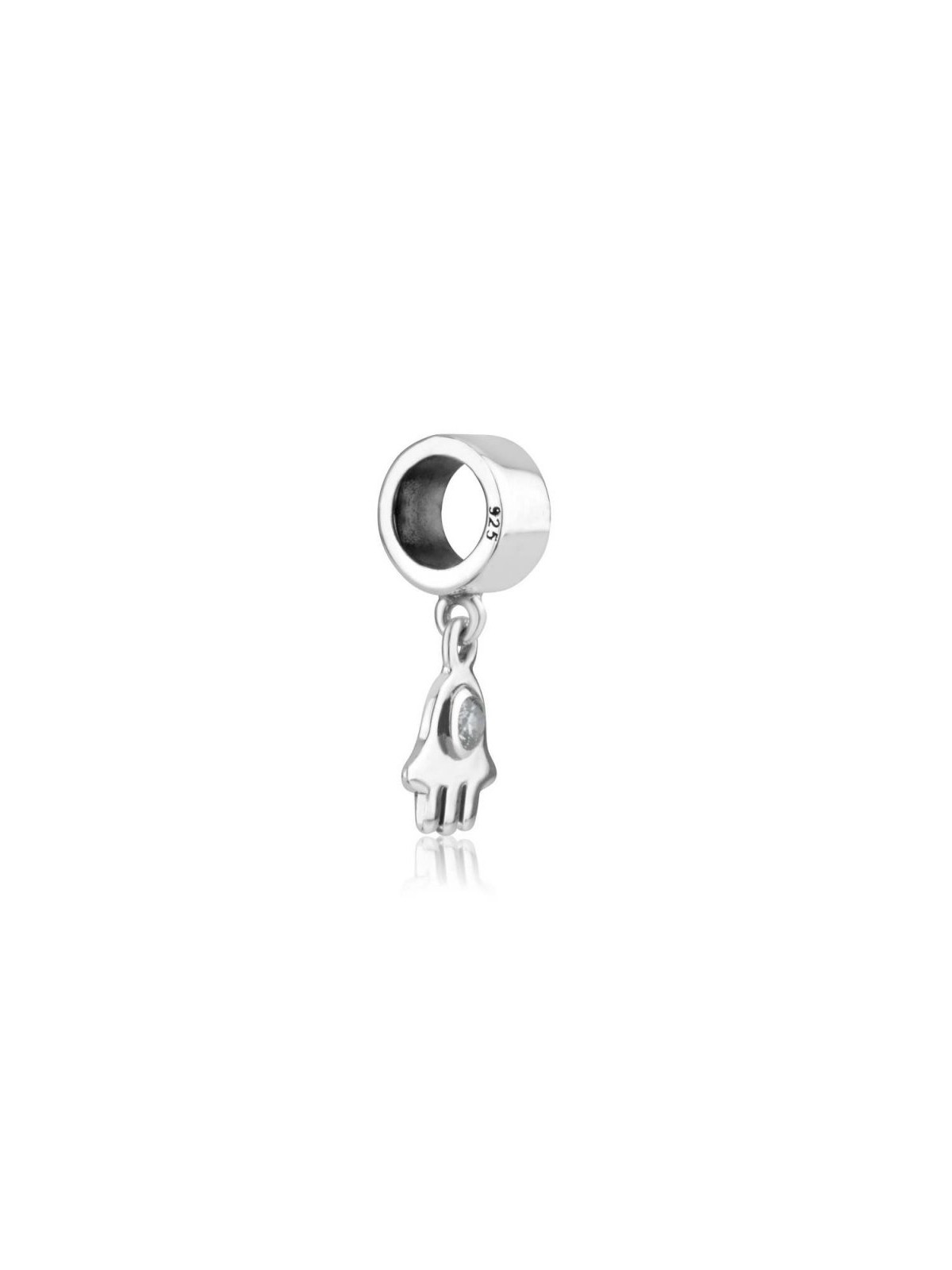 Sterling Silver Hamsa with Crystal Charm | Judaica Charms