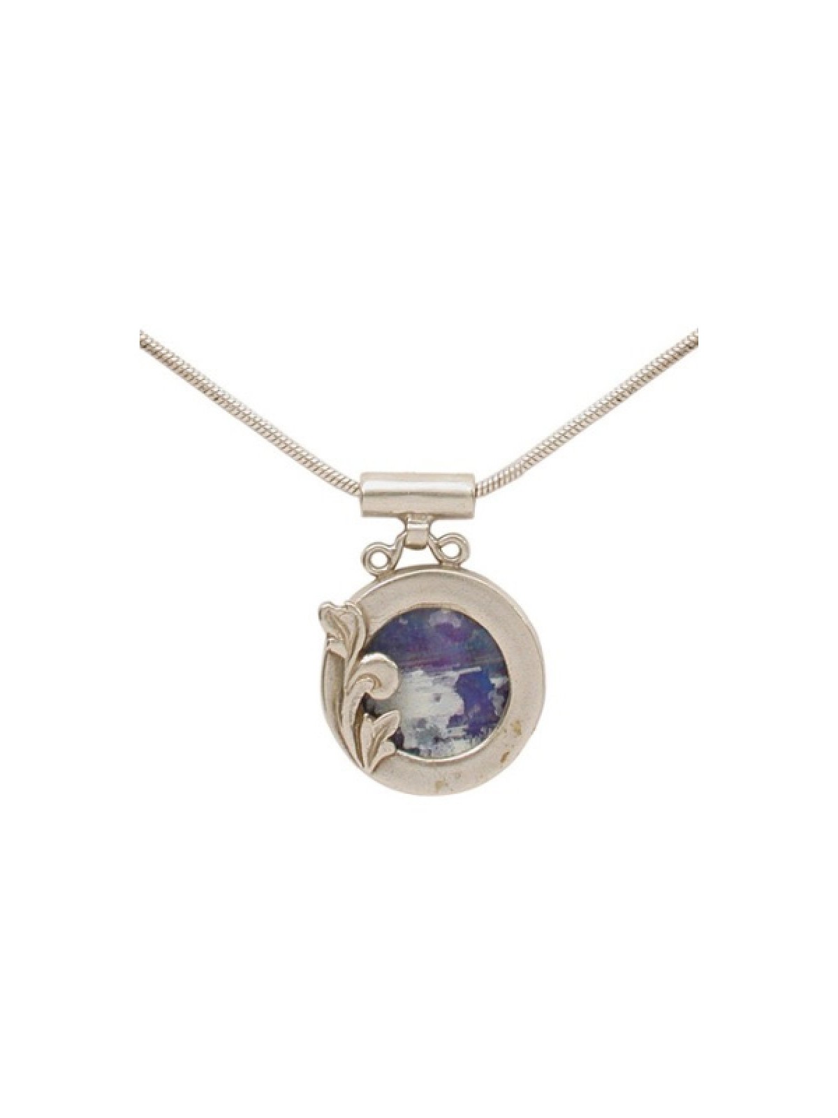 Collier en argent Michal Kirat avec Roma encadré... | Bijoux en verre romain