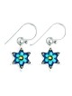 Boucles d'oreilles étoile de David fleurs bleu bébé | Boucles d'oreilles