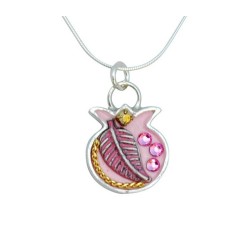 Pink Pomegranate Necklace by Ester Shahaf | Jewish Pendant
