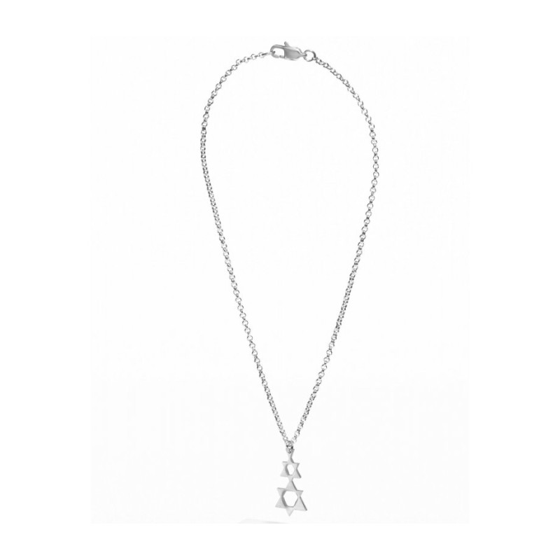 Adi Sidler Stainless Steel Necklace with Double St... | Jewish Pendant