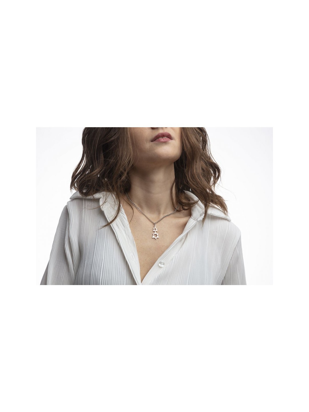 Adi Sidler Collier en acier inoxydable avec double st... | Pendentif juif