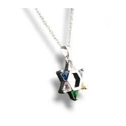 Collier Pendentif Étoile de David avec Couleur... | Cadeau juif d'Israël
