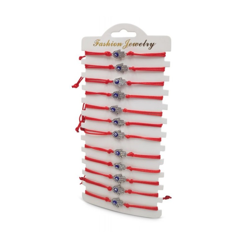 Good Luck Red Cord Bracelets with Hamsas Blue Prot... | Bracelet Packs