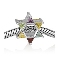 Sterling Silver Colorful Star of David Charm | Judaica Charms