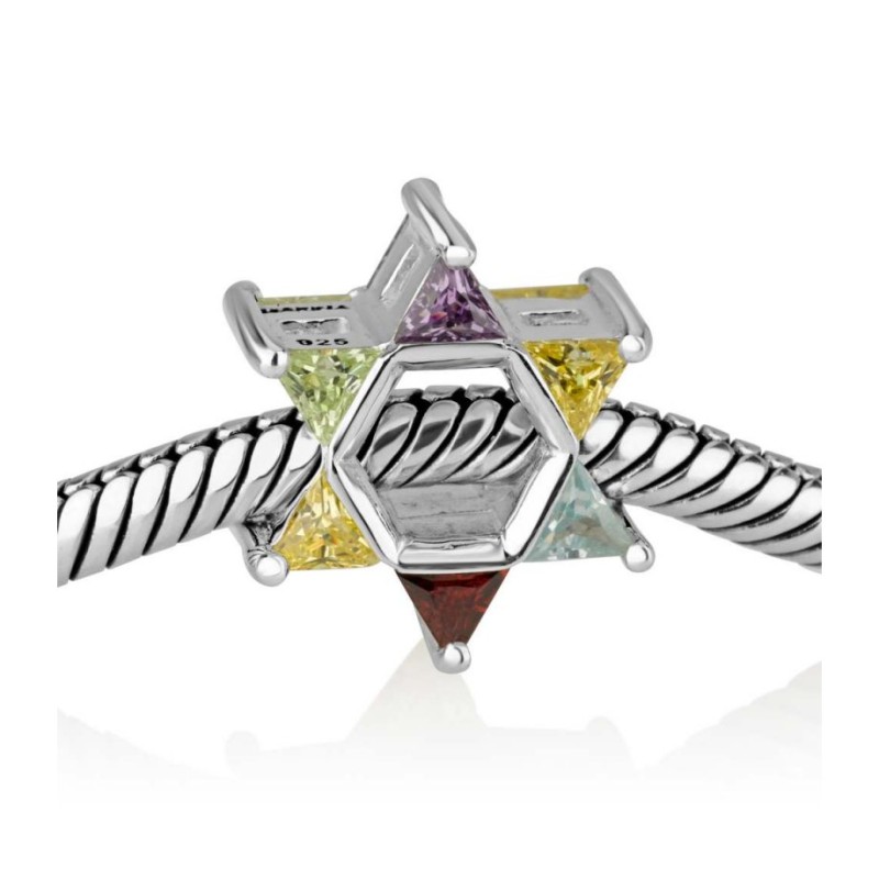 Sterling Silver Colorful Star of David Charm | Judaica Charms