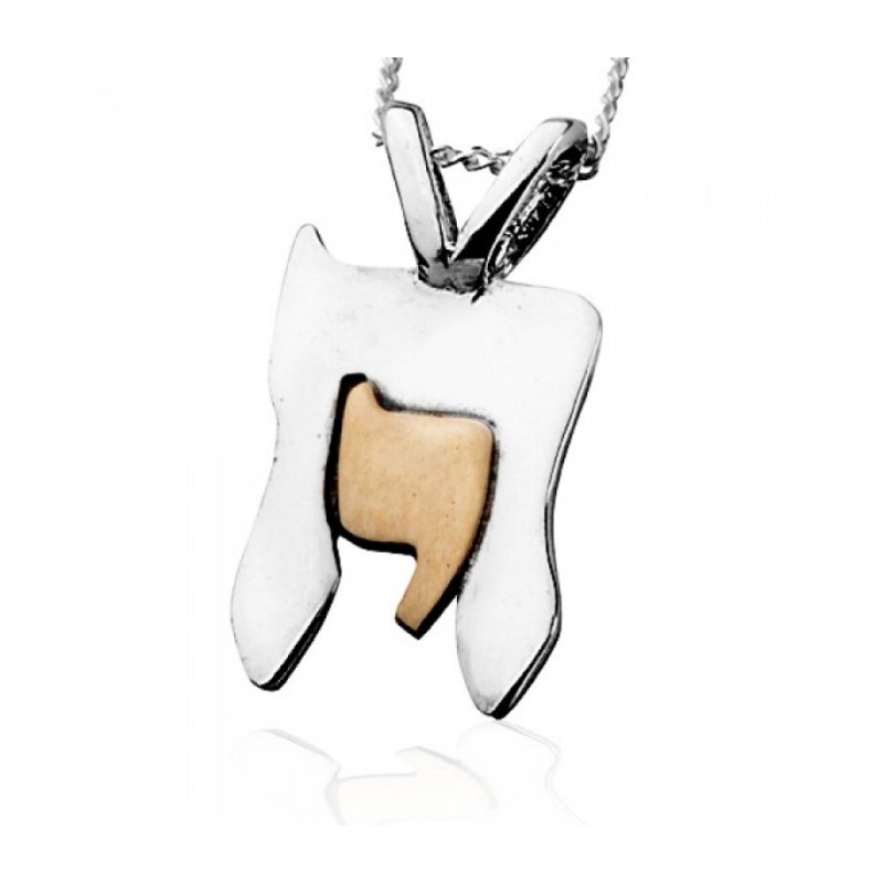 Collier Chai en argent et or par HaA... | Colliers et pendentifs Chai