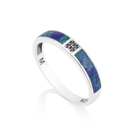 Bague en argent sterling avec pierre d'Eilat bleu vert et... | Anneaux juifs